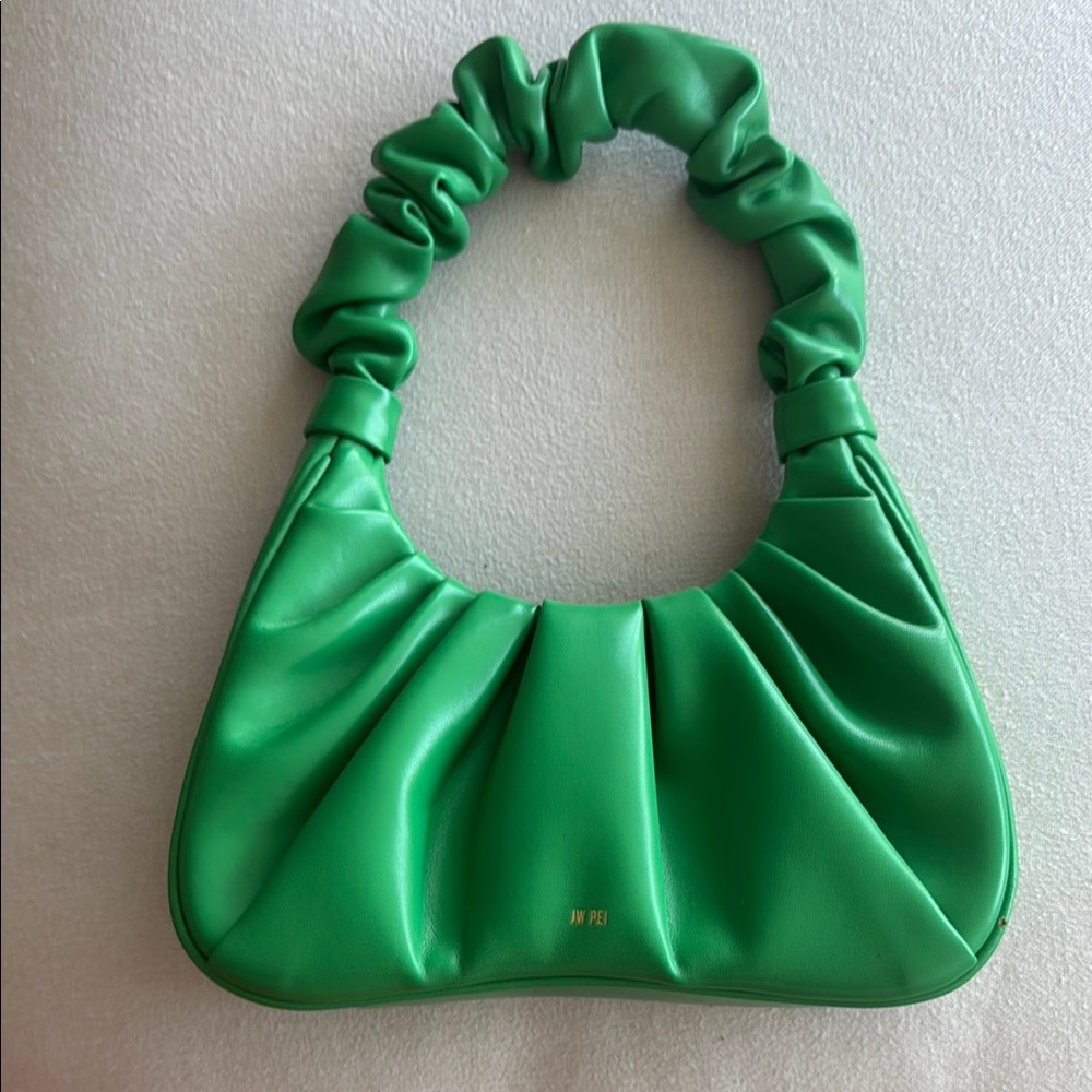 JW PEI Green Shoulder Bag with Ruched Design